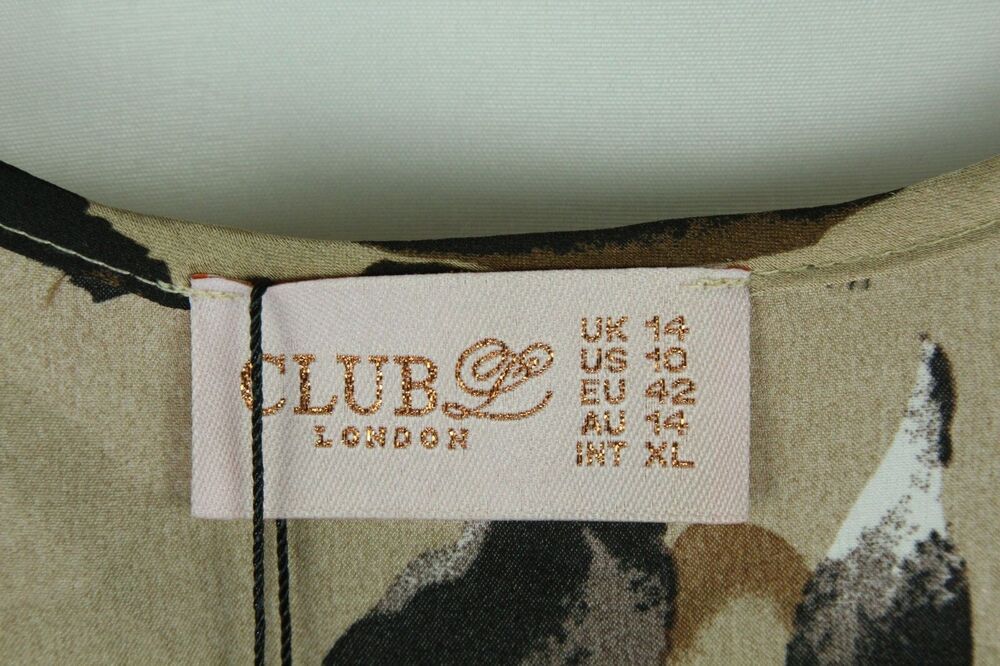 Club London Dress Leopard V-Neck Long Sleeve US 10 UK14 New - Picture 12 of 12